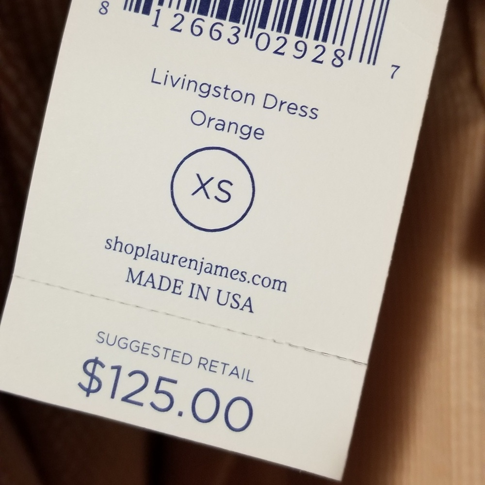 Nwt XS Lauren James Livingston Dress - orange - Picture 5 of 5